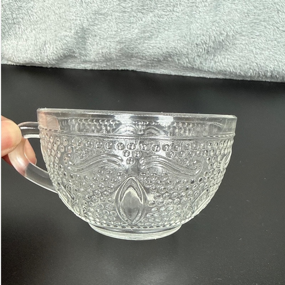 Vintage Federal Glass Heritage Clear Stippled‎ Beading Cup